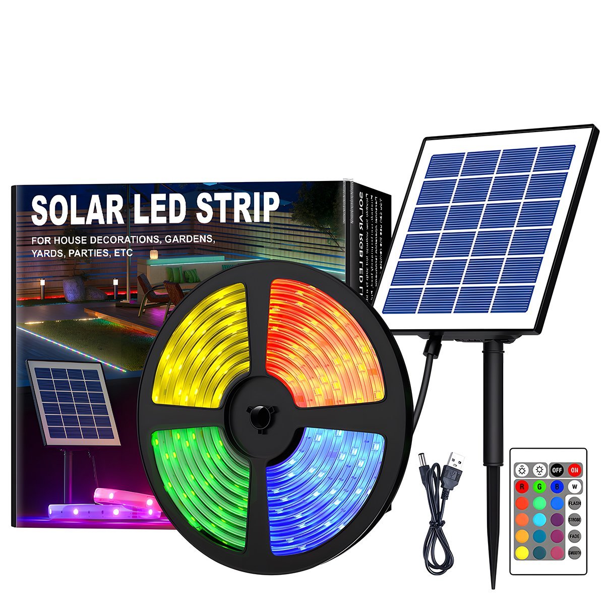 Solar Waterproof Outdoor RGB Atmosphere Streamer LED Light Strip - Flyachilles