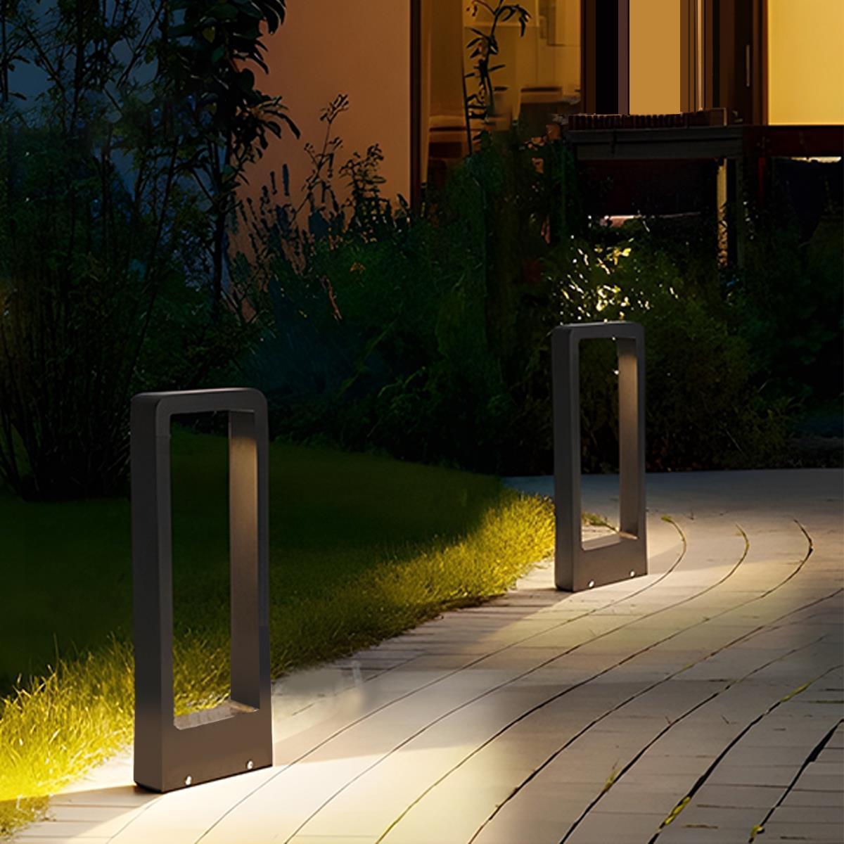 Rectangular Post Lights Waterproof Solar Modern Hollow LED Outdoor Post Light Rectangular ...