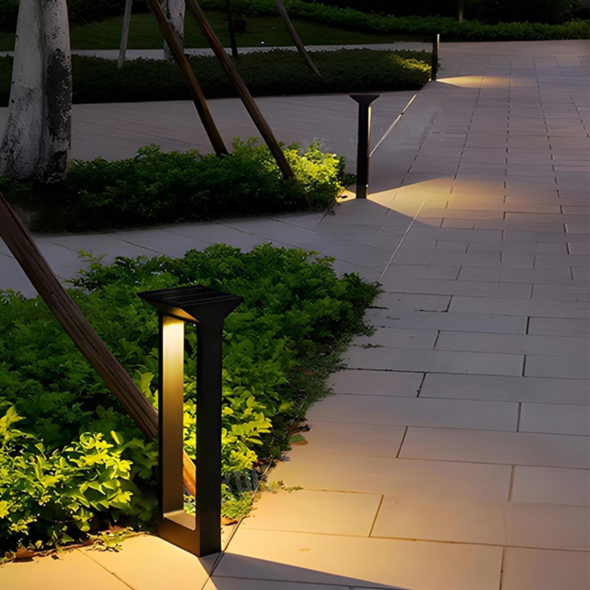 Rectangular Post Lights Waterproof Solar Modern Hollow LED Outdoor Post Light Rectangular ...