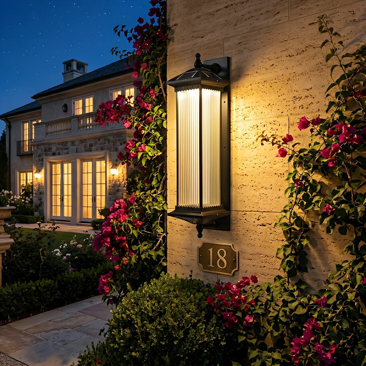 Solar Waterproof Retro Striped Outdoor Wall Lights Sconce For