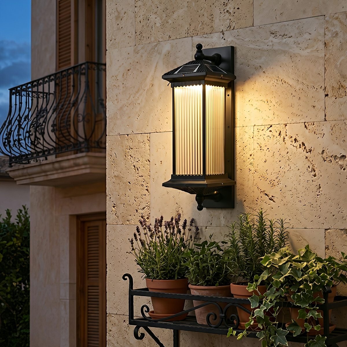 ライト・ランタン solol ND ver. Type2 RETRO STRIPE Solar Waterproof Retro Striped Outdoor Wall Lights Sconce For
