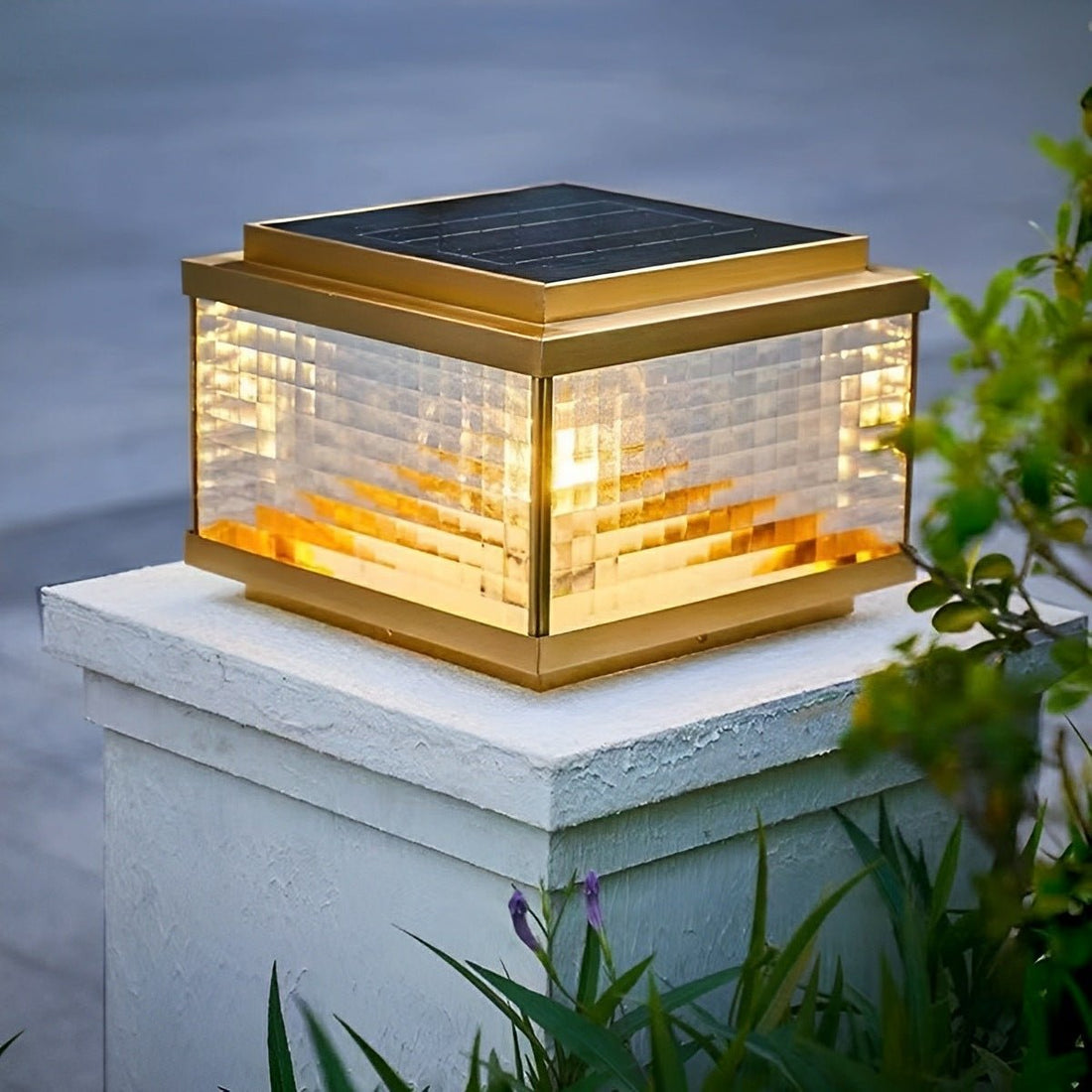 Solar Waterproof Square Vintage Copper LED Outdoor Post Light - Flyachilles