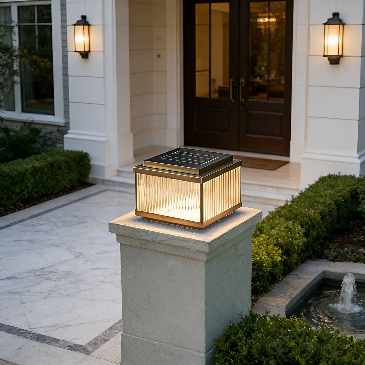 Solar Waterproof Square Vintage Copper LED Outdoor Post Light - Flyachilles
