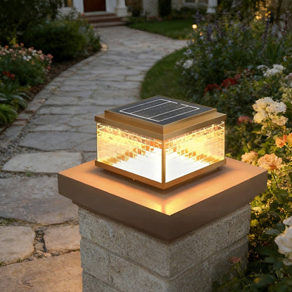 Solar Waterproof Square Vintage Copper LED Outdoor Post Light - Flyachilles