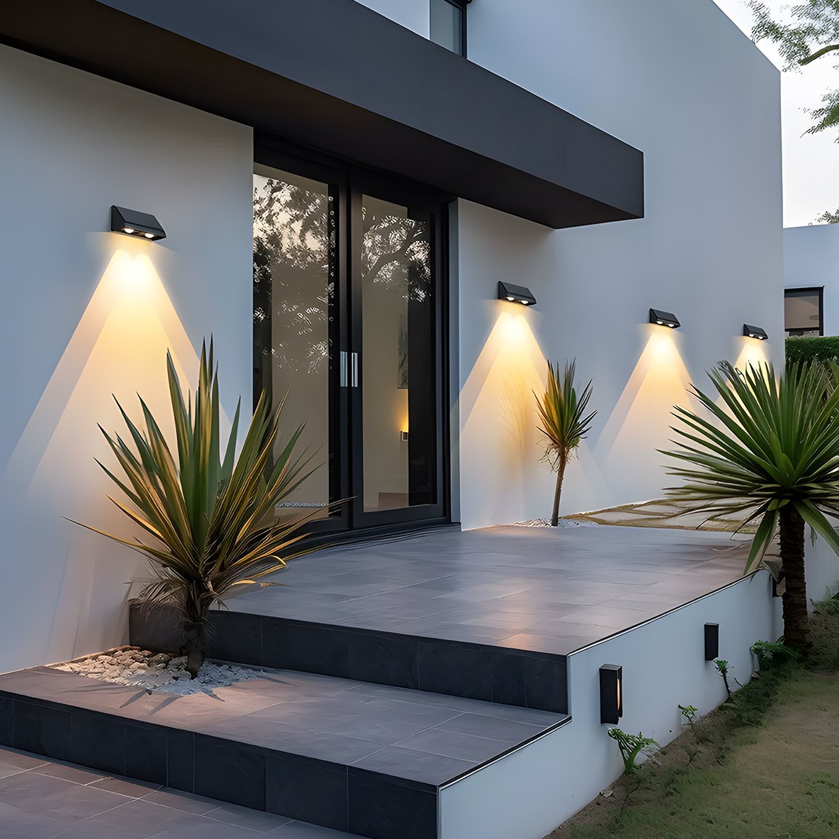 Solar Waterproof Up and Down LED Outdoor Wall Sconces Lighting Bright ...