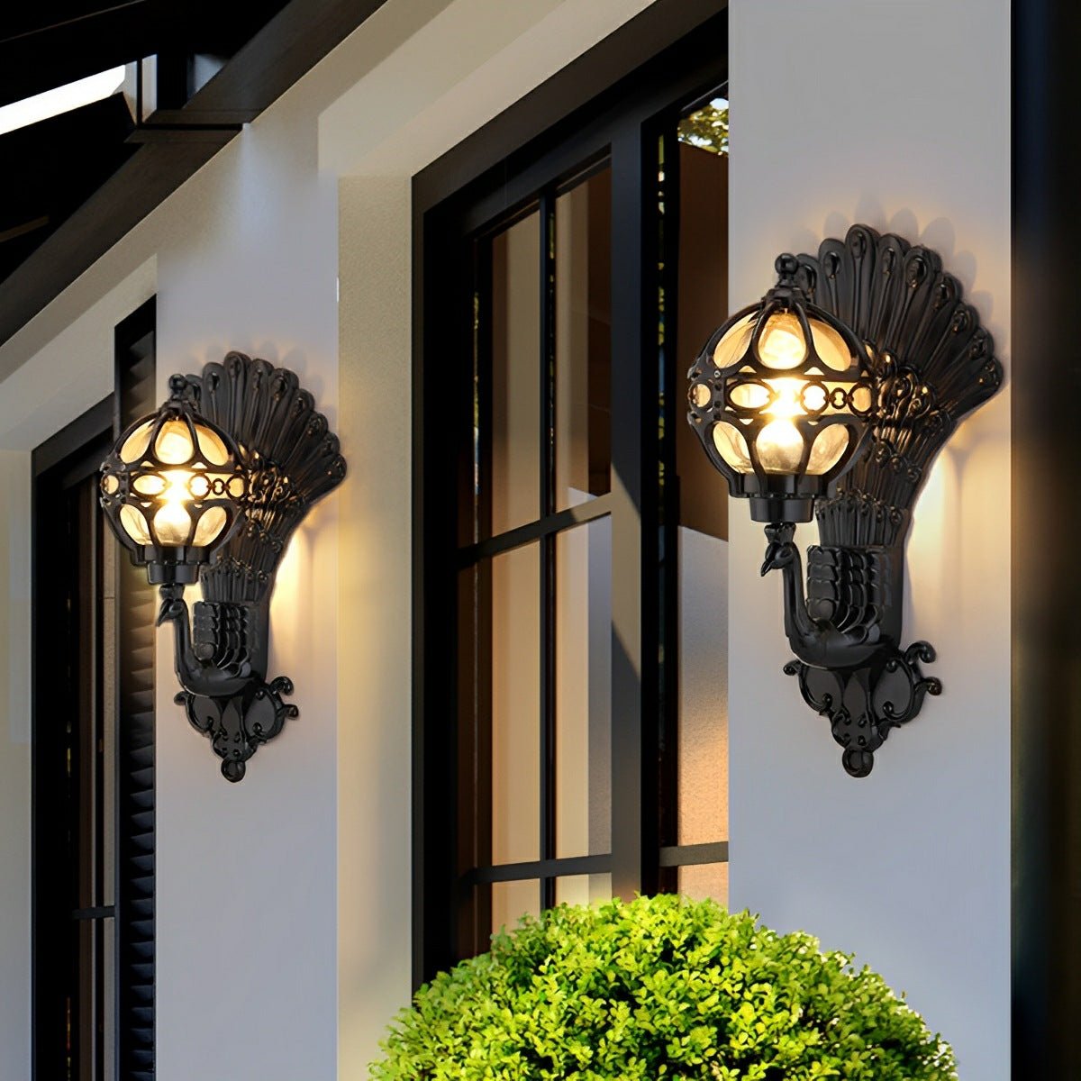 Solar Waterproof Vintage Peacock Outdoor LED Porch Wall Scone