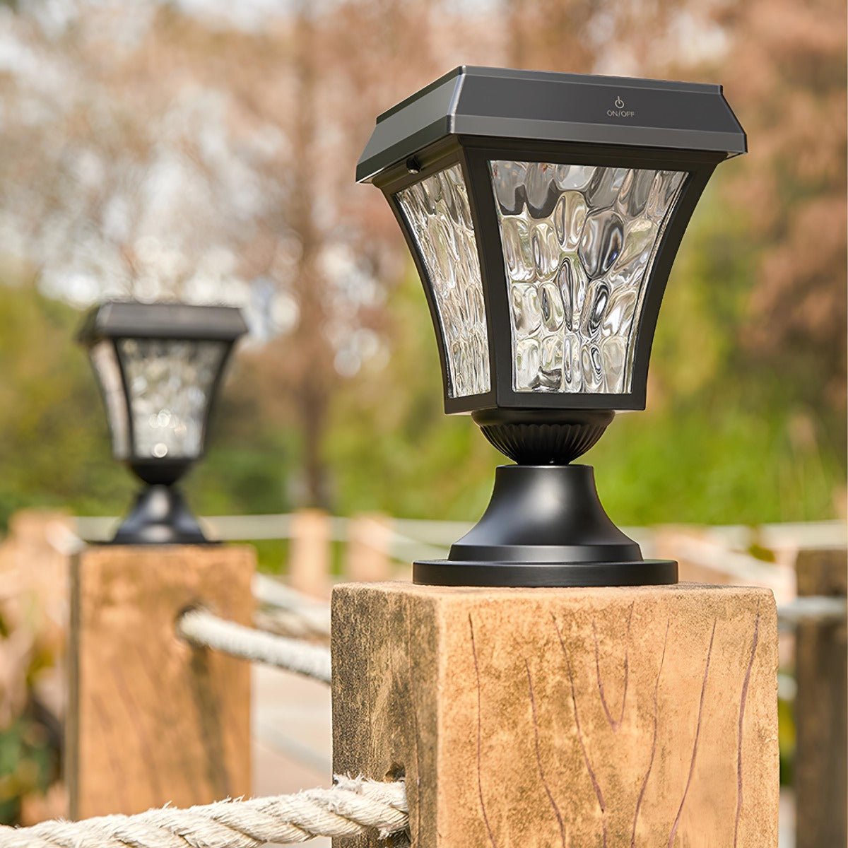 Solar Waterproof Water Wave Lampshade LED Outdoor Post Lights - Flyachilles