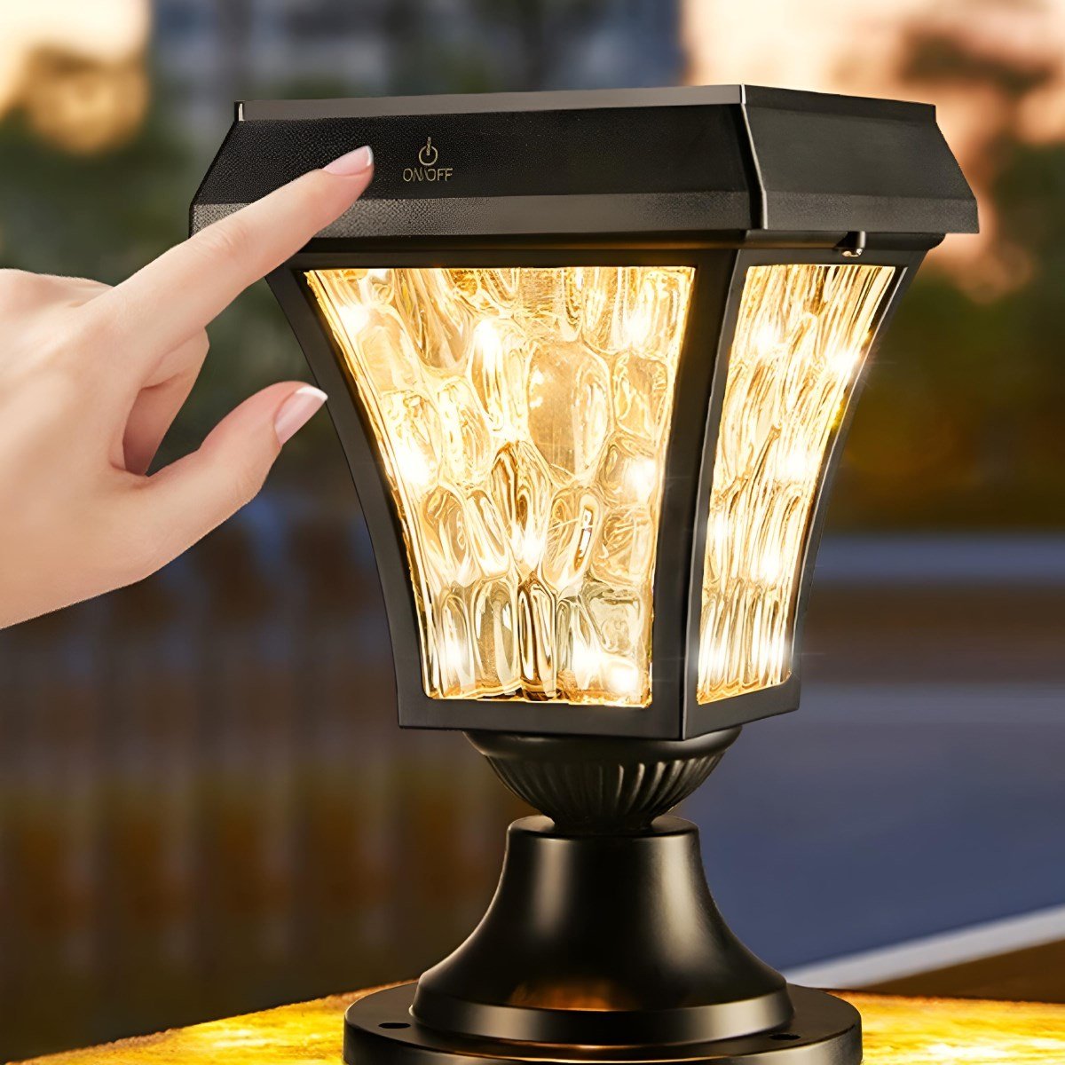 Solar Waterproof Water Wave Lampshade LED Outdoor Post Lights - Flyachilles