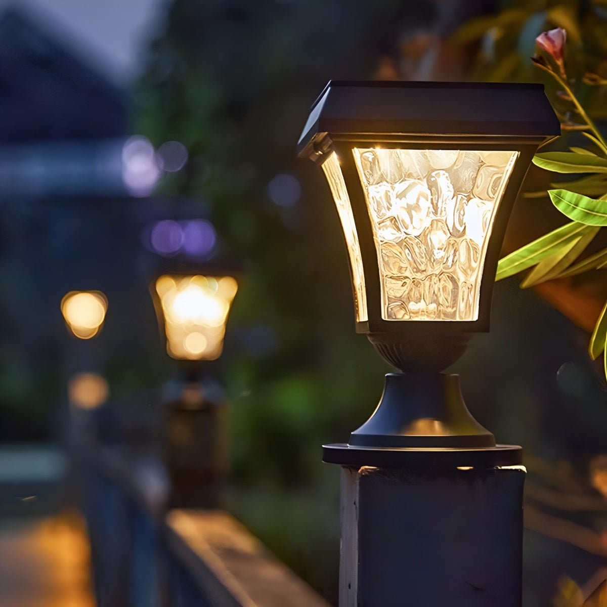 Solar Waterproof Water Wave Lampshade LED Outdoor Post Lights - Flyachilles