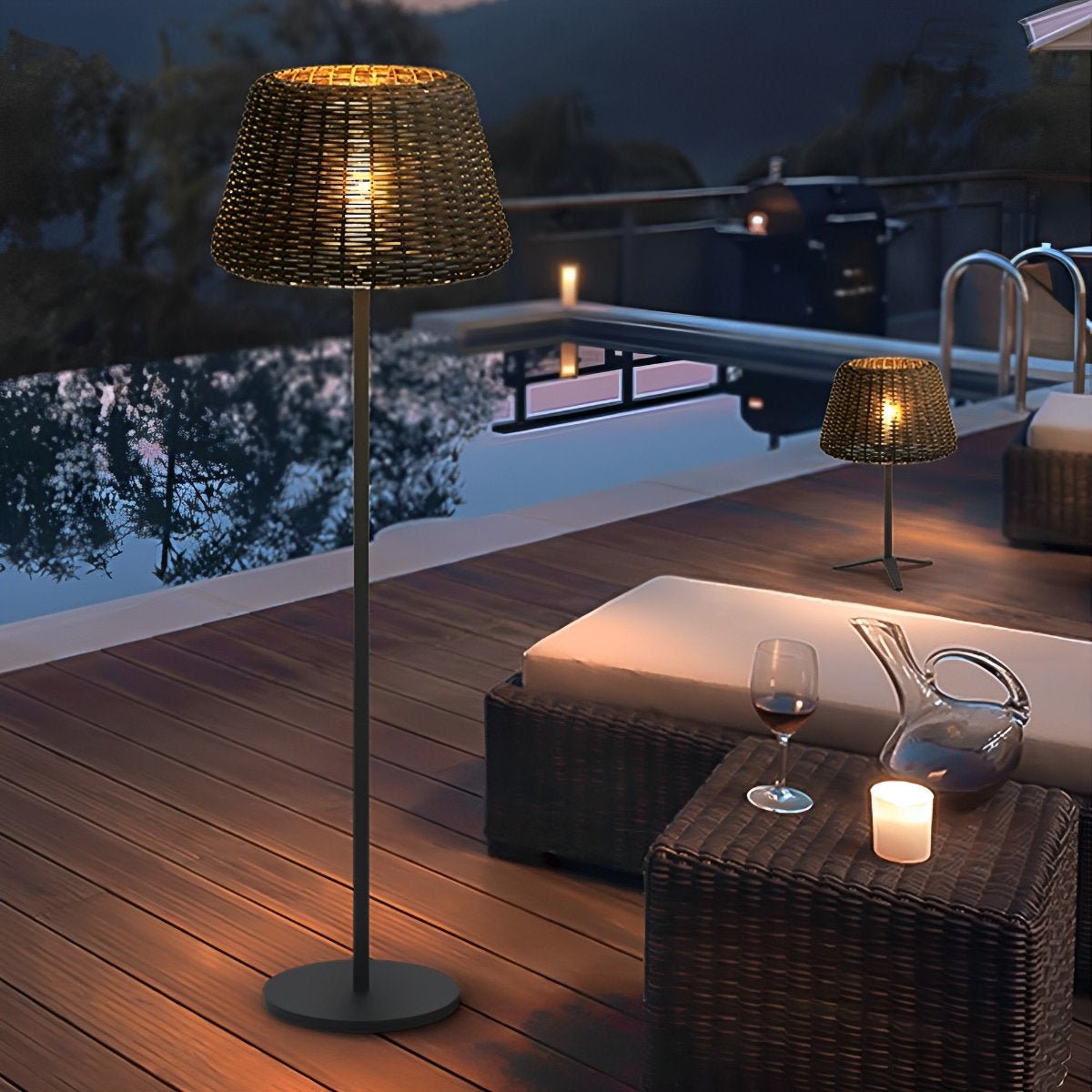 Solar Waterproof Weave Shade LED Outdoor Floor Lamp - Flyachilles