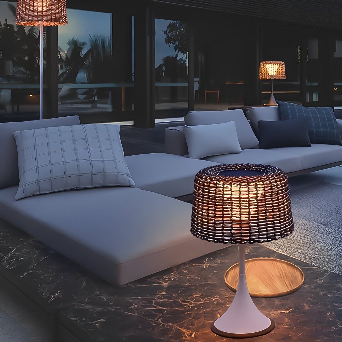 Solar Waterproof Weave Shade LED Outdoor Floor Lamp - Flyachilles