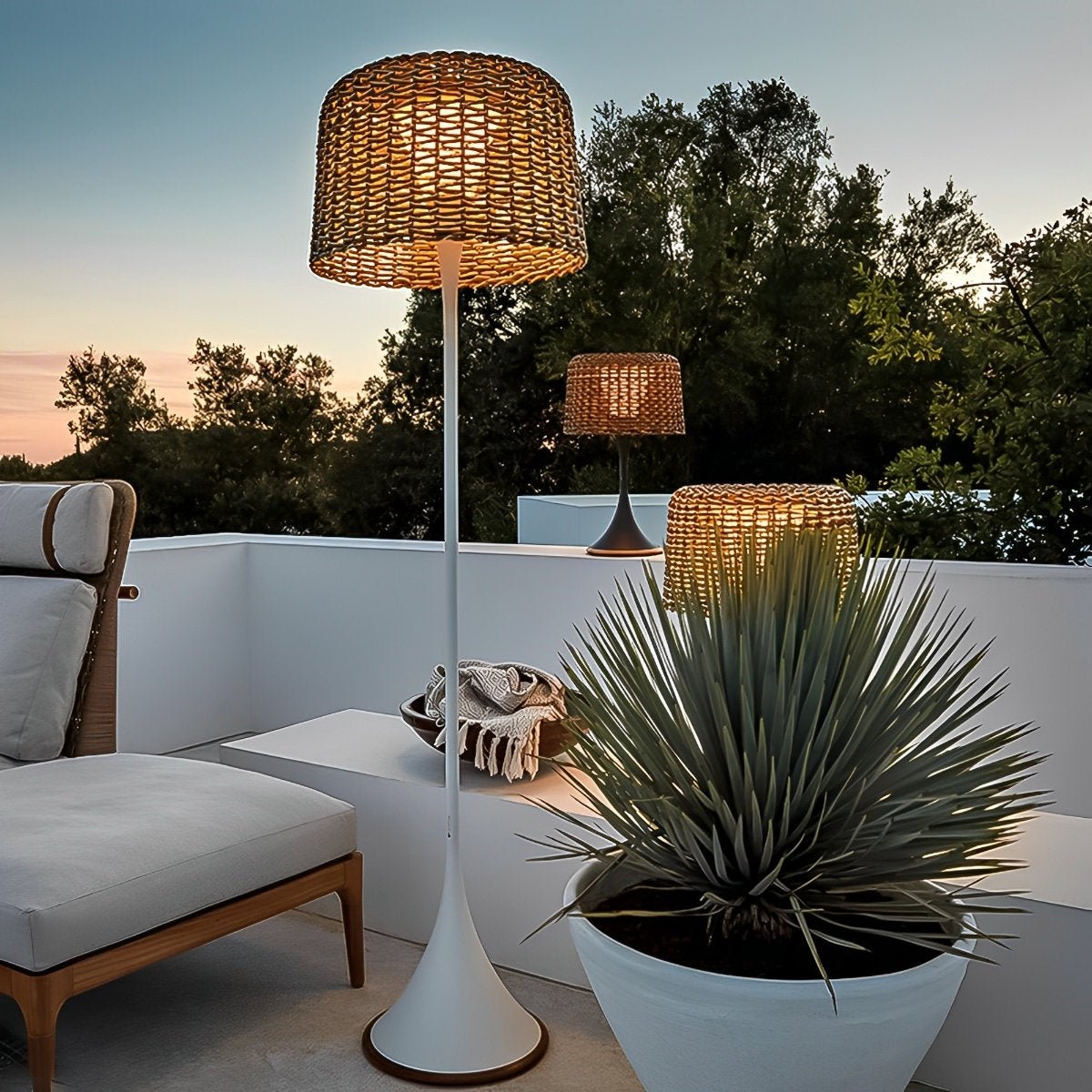 Solar Contemporary Waterproof Weave LED Outdoor Floor Lamp Standing ...
