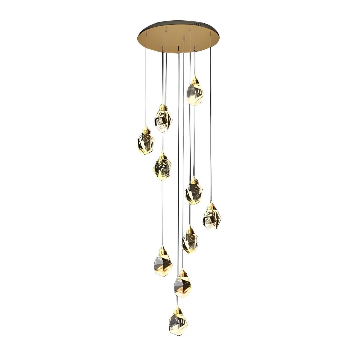 Spiral Crystal Droplets Metal Modern Duplex Staircase Pendant Chandelier - Flyachilles