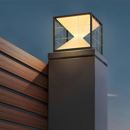 Square Creative Hourglass Shape LED Waterproof Solar Fence Post Caps Light Column Lamp Pillar Lighting - Flyachilles