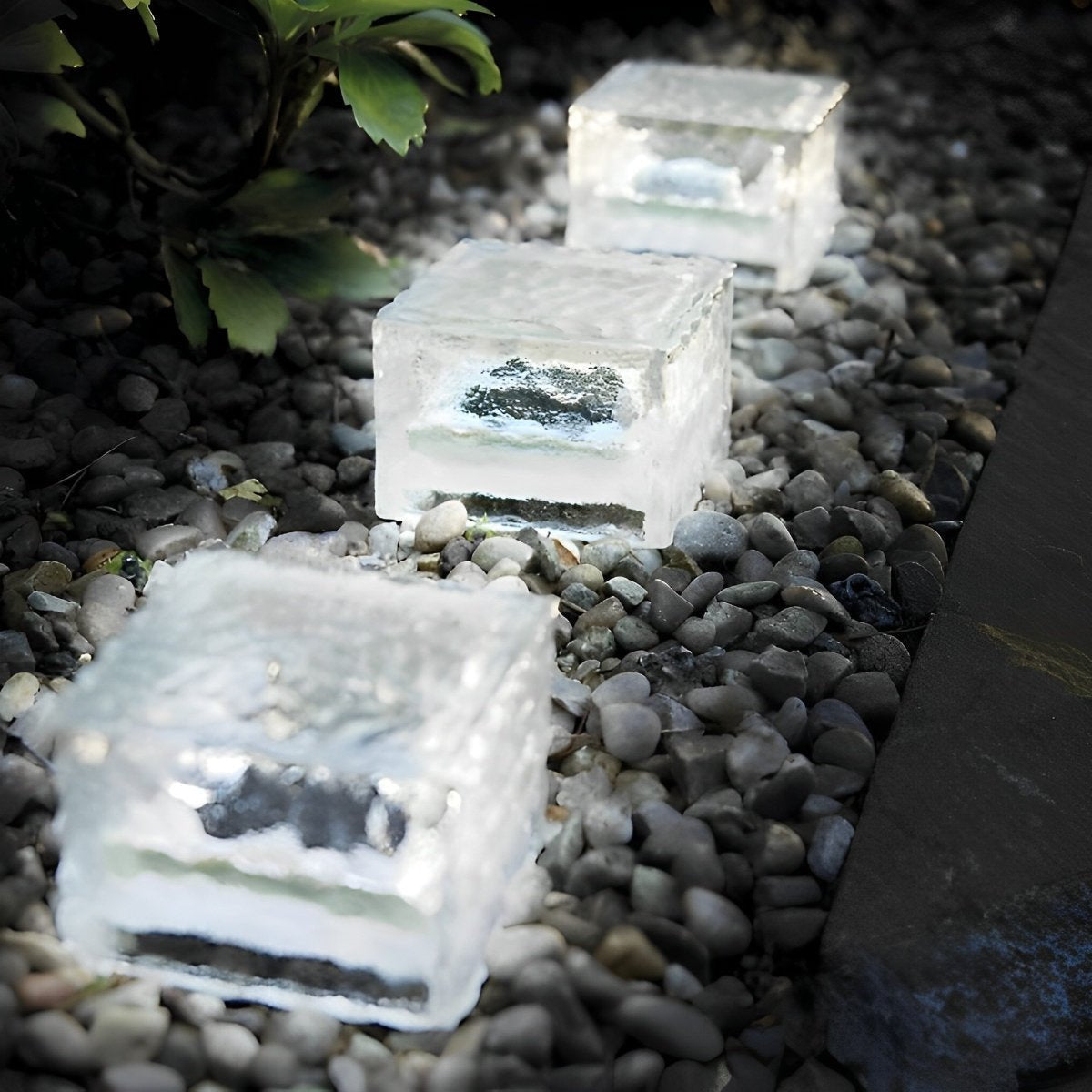 Square Creative Ice Brick LED Waterproof Smart Solar Outdoor Lights - Flyachilles