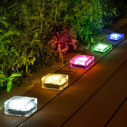 Square Creative Ice Brick LED Waterproof Smart Solar Outdoor Lights - Flyachilles