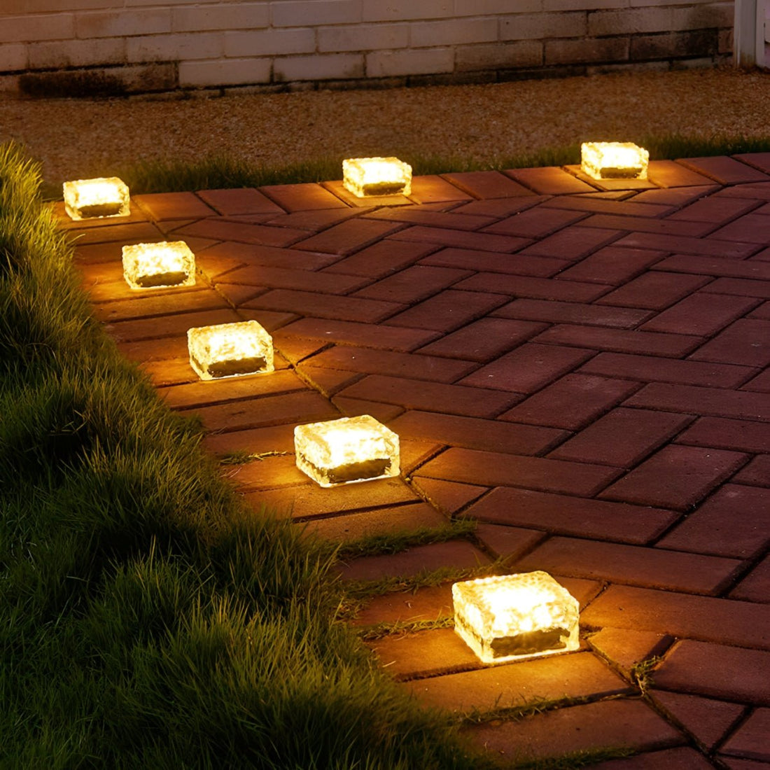 Square Creative Ice Brick LED Waterproof Smart Solar Outdoor Lights - Flyachilles