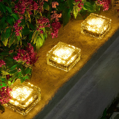 Square Creative Ice Brick LED Waterproof Smart Solar Outdoor Lights - Flyachilles