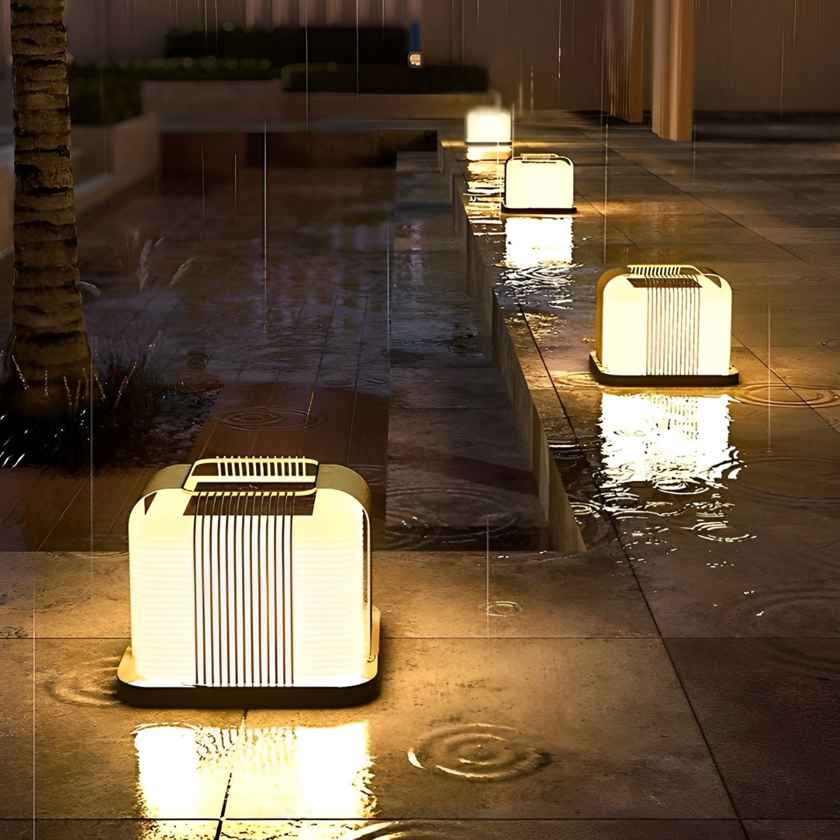 Square Creative LED Waterproof PE Shade Modern Solar Fence Post Lights Column Headlights Landscape Lights - Flyachilles