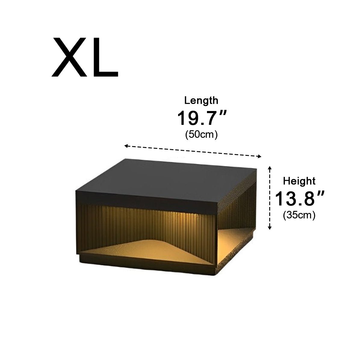 Square Cube Metal Striped LED Waterproof Black Solar Fence Post Light - Flyachilles