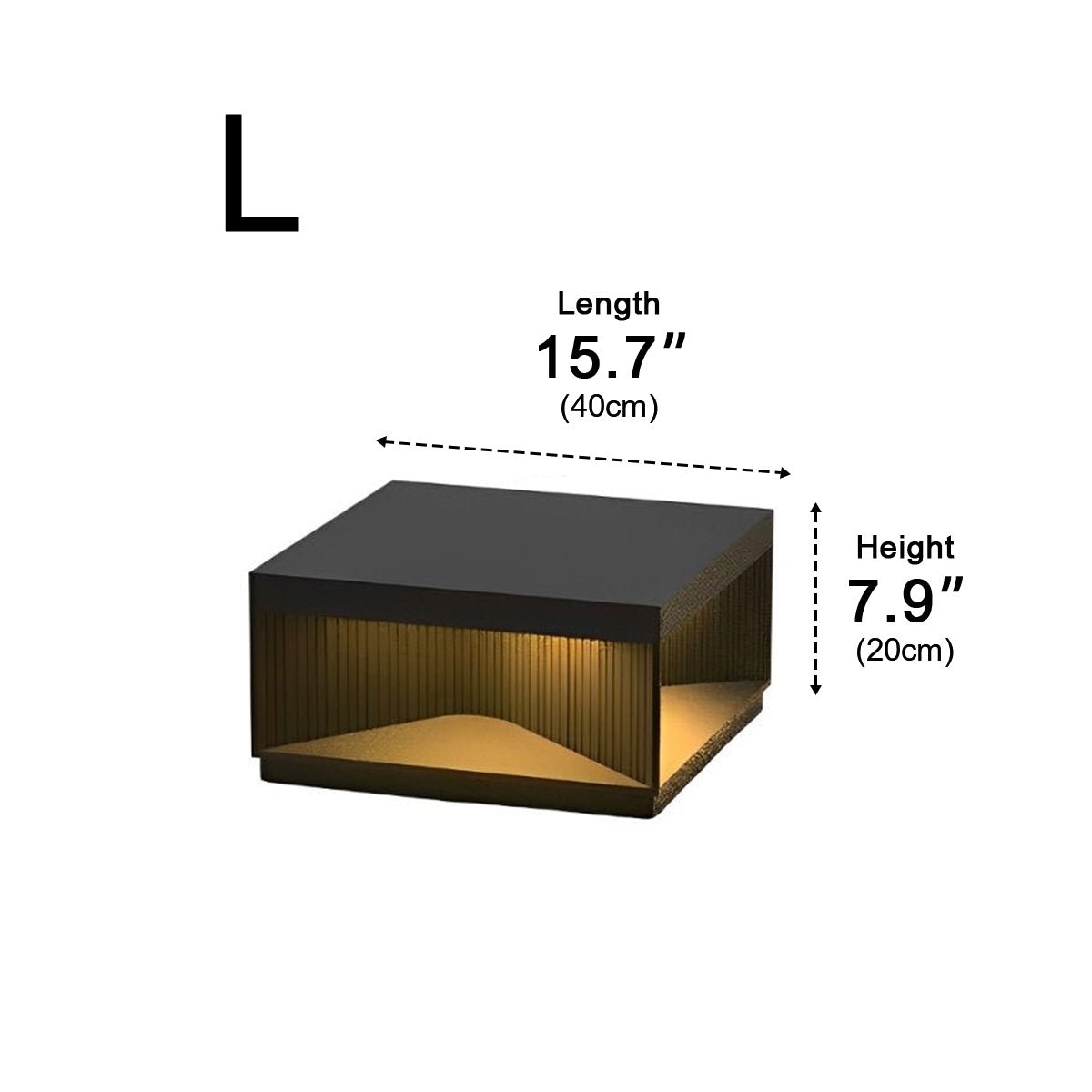 Square Cube Metal Striped LED Waterproof Black Solar Fence Post Light - Flyachilles
