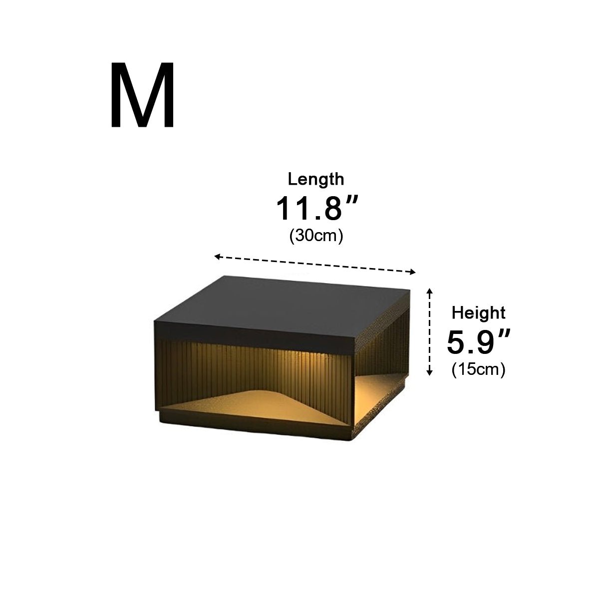 Square Cube Metal Striped LED Waterproof Black Solar Fence Post Light - Flyachilles