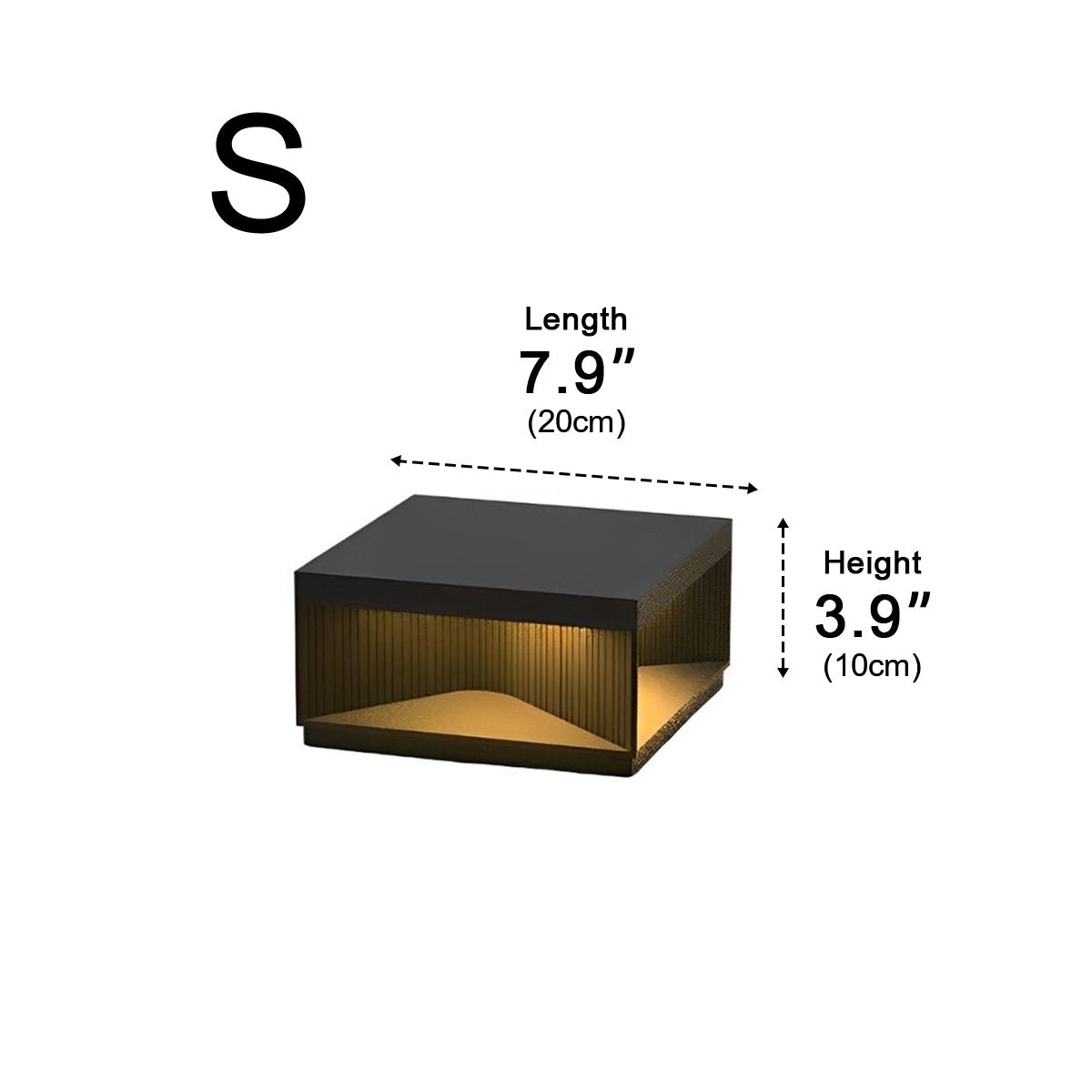 Square Cube Metal Striped LED Waterproof Black Solar Fence Post Light - Flyachilles