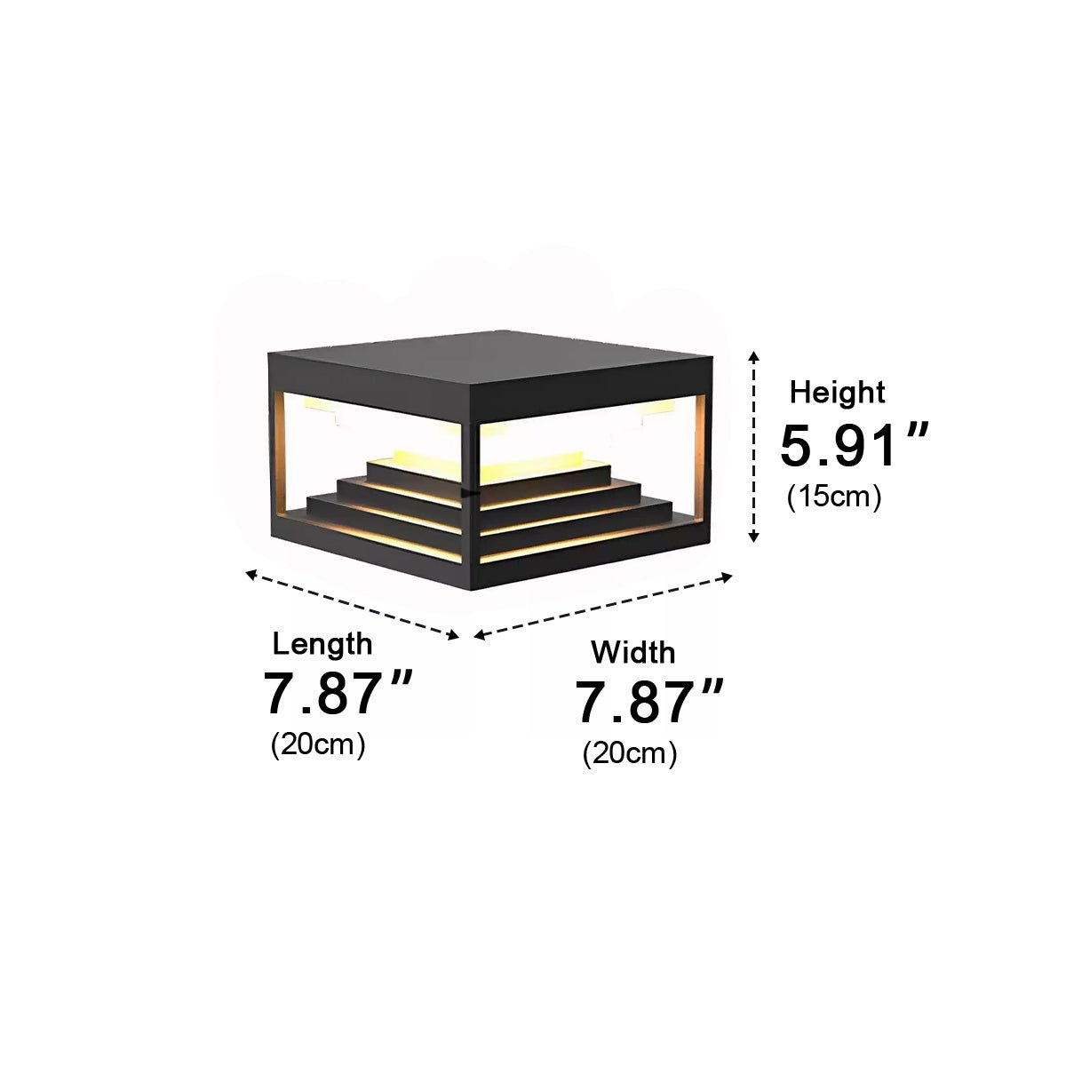 Square Geometric LED Modern Outdoor Post Light - Flyachilles