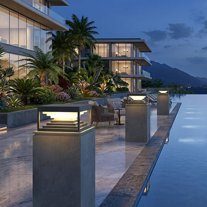 Square Geometric LED Modern Outdoor Post Light - Flyachilles