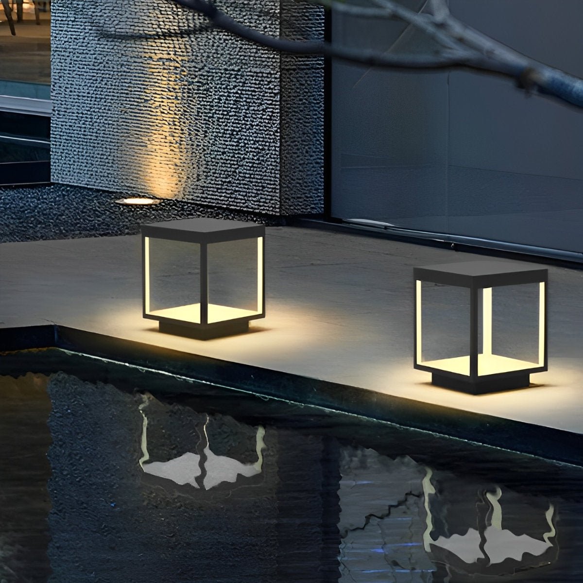 Square Hollow Frame Waterproof LED Courtyard Solar Post Cap Light - Flyachilles