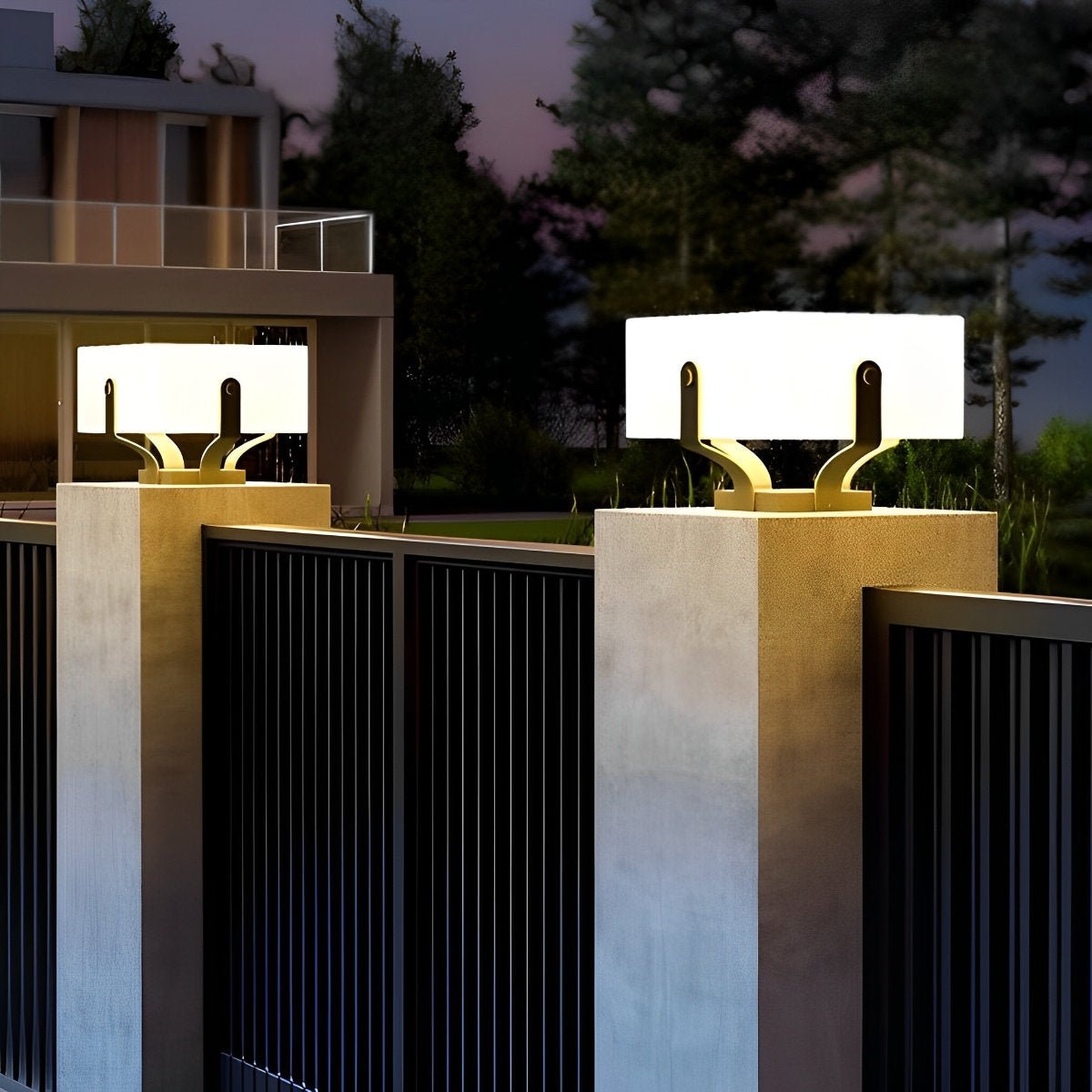 Square IP65 Waterproof LED Creative Modern Solar Fence Post Lights - Flyachilles