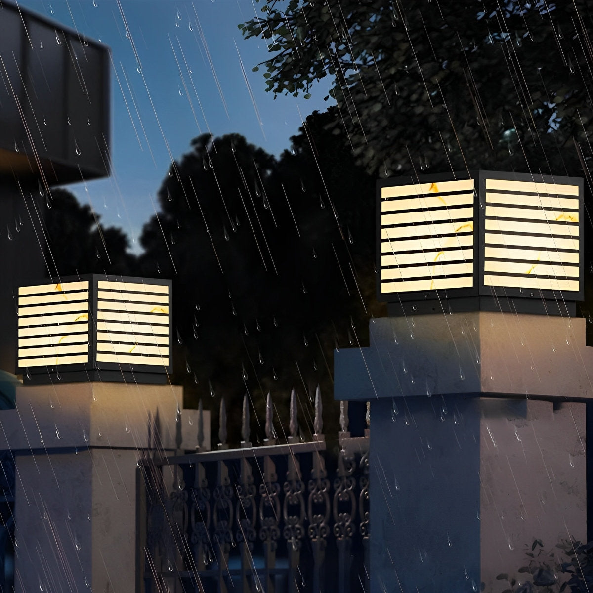 Square IP65 Waterproof LED Solar Modern Outdoor Deck Post Lights Pillar Light Column Post Pillar Light - Flyachilles