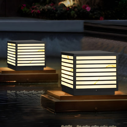 Square IP65 Waterproof LED Solar Modern Outdoor Deck Post Lights Pillar Light Column Post Pillar Light - Flyachilles