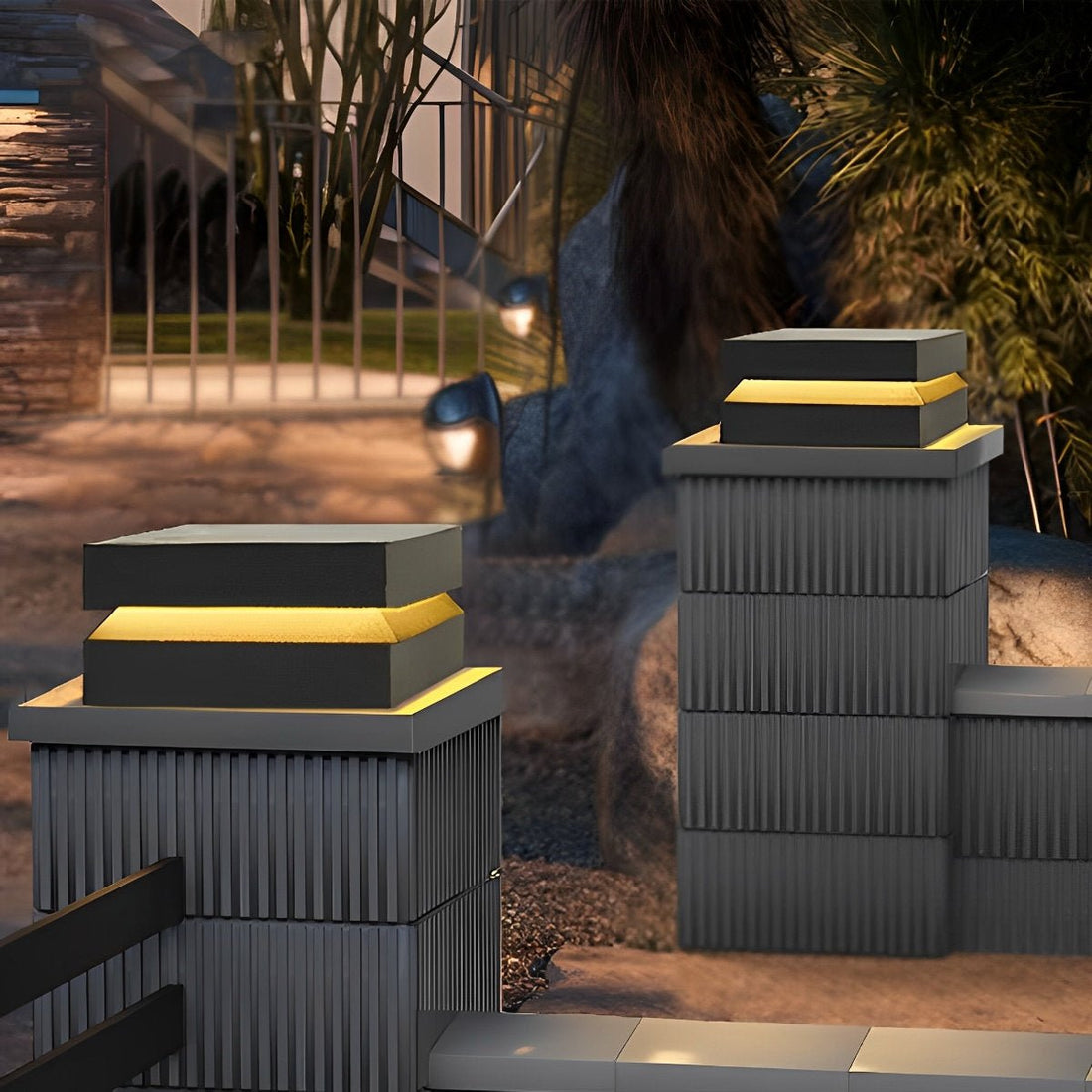Square LED 16w Waterproof Black Modern Solar Post Caps Lights - Flyachilles