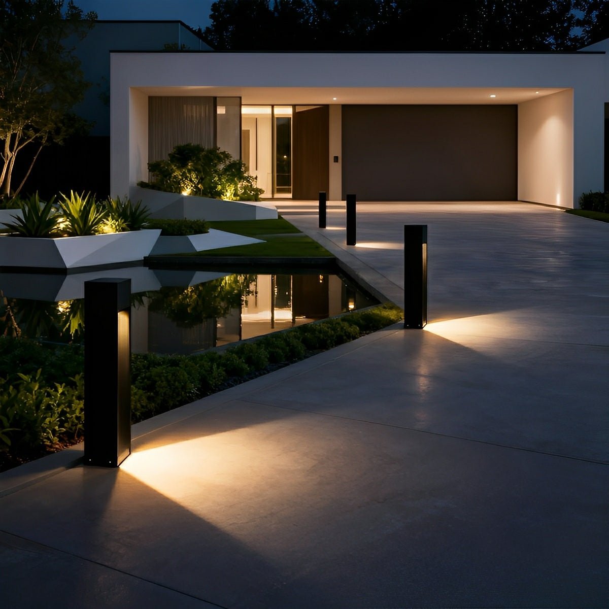 Square LED Waterproof Black Modern Pathway Walkway Lights Outdoor Lantern Lamp - Flyachilles
