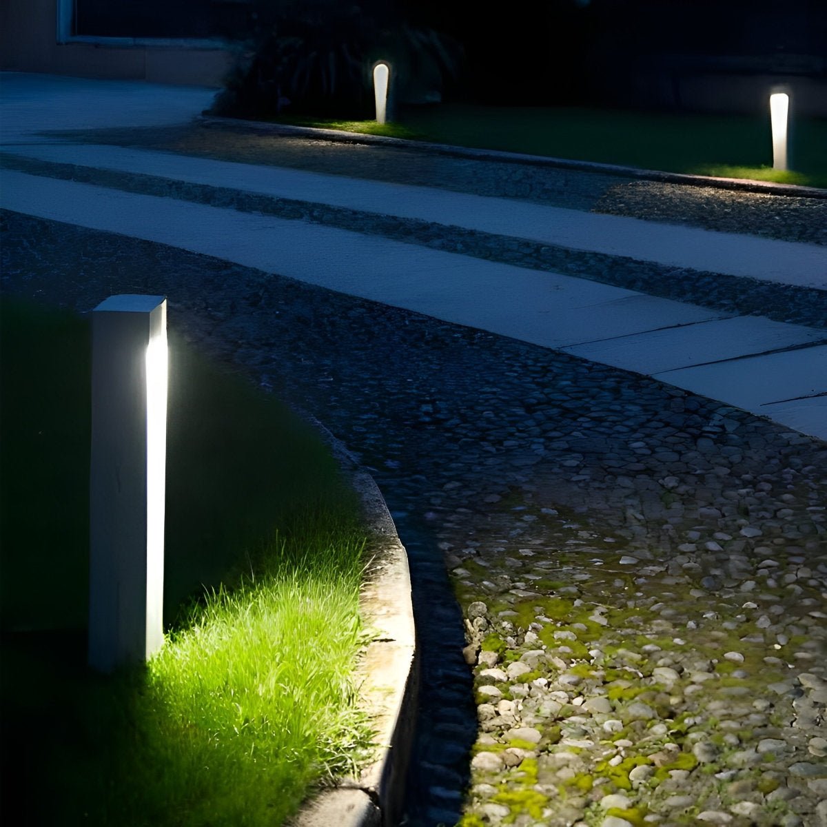 Square LED Waterproof Black Modern Pathway Walkway Lights Outdoor Lantern Lamp - Flyachilles