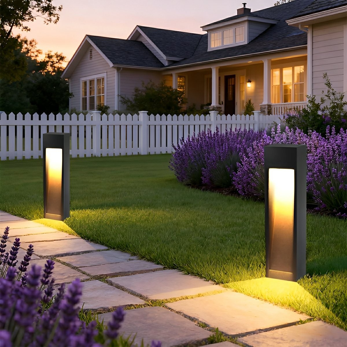 Square LED Waterproof Black Modern Pathway Walkway Lights Outdoor Lantern Lamp - Flyachilles
