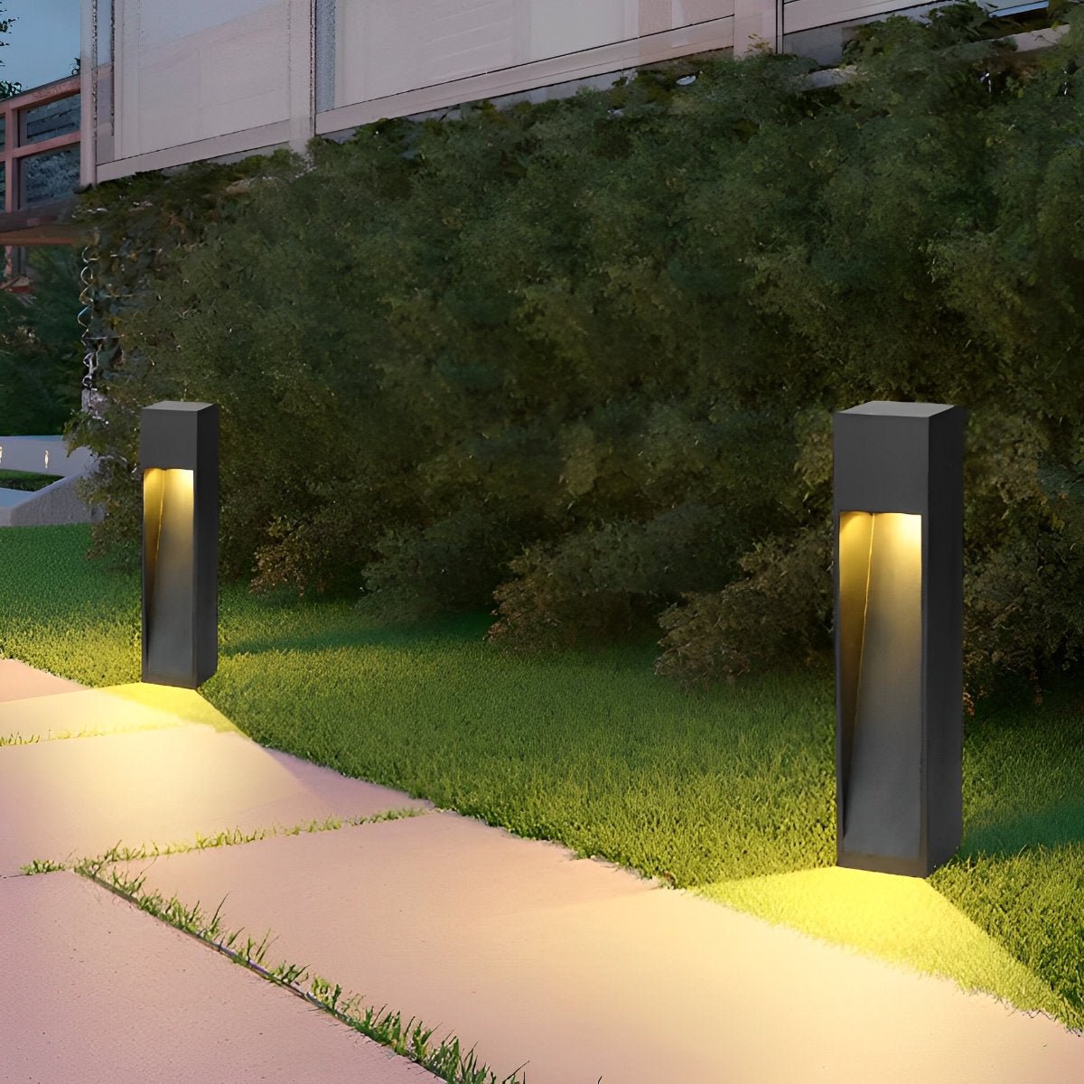 Square LED Waterproof Black Modern Pathway Walkway Lights Outdoor Lantern Lamp - Flyachilles