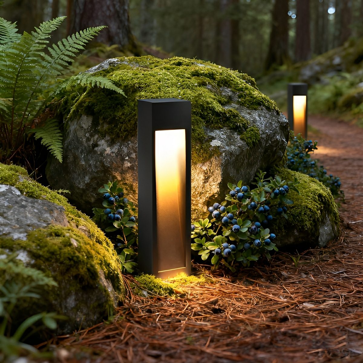 Square LED Waterproof Black Modern Pathway Walkway Lights Outdoor Lantern Lamp - Flyachilles