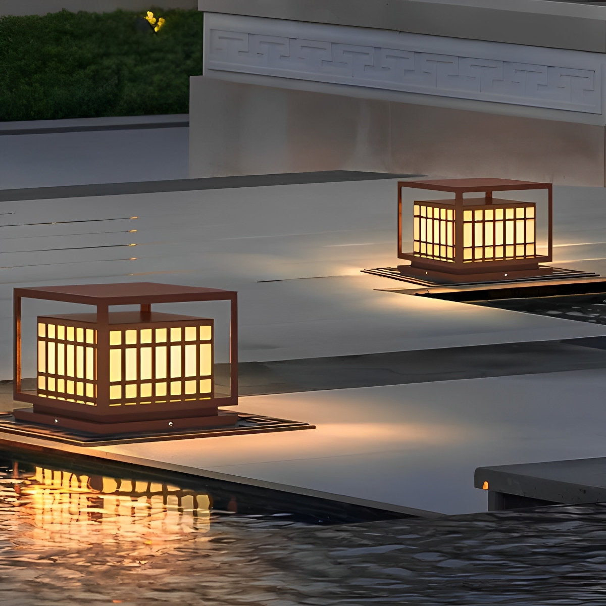 Square LED Waterproof Brown Modern Outdoor Deck Post Lights Pillar Light Column - Flyachilles