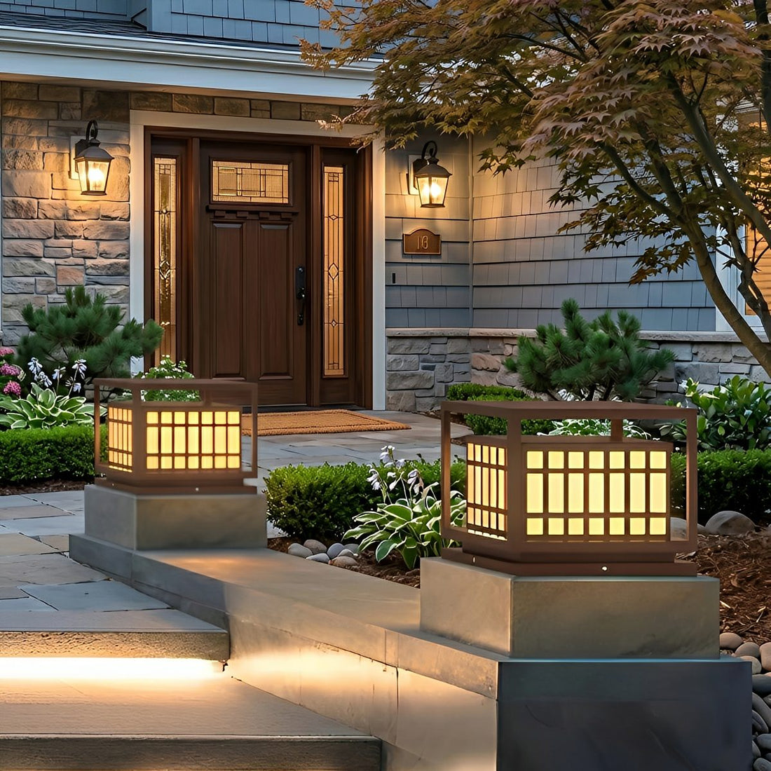 Square LED Waterproof Brown Modern Outdoor Deck Post Lights Pillar Light Column - Flyachilles