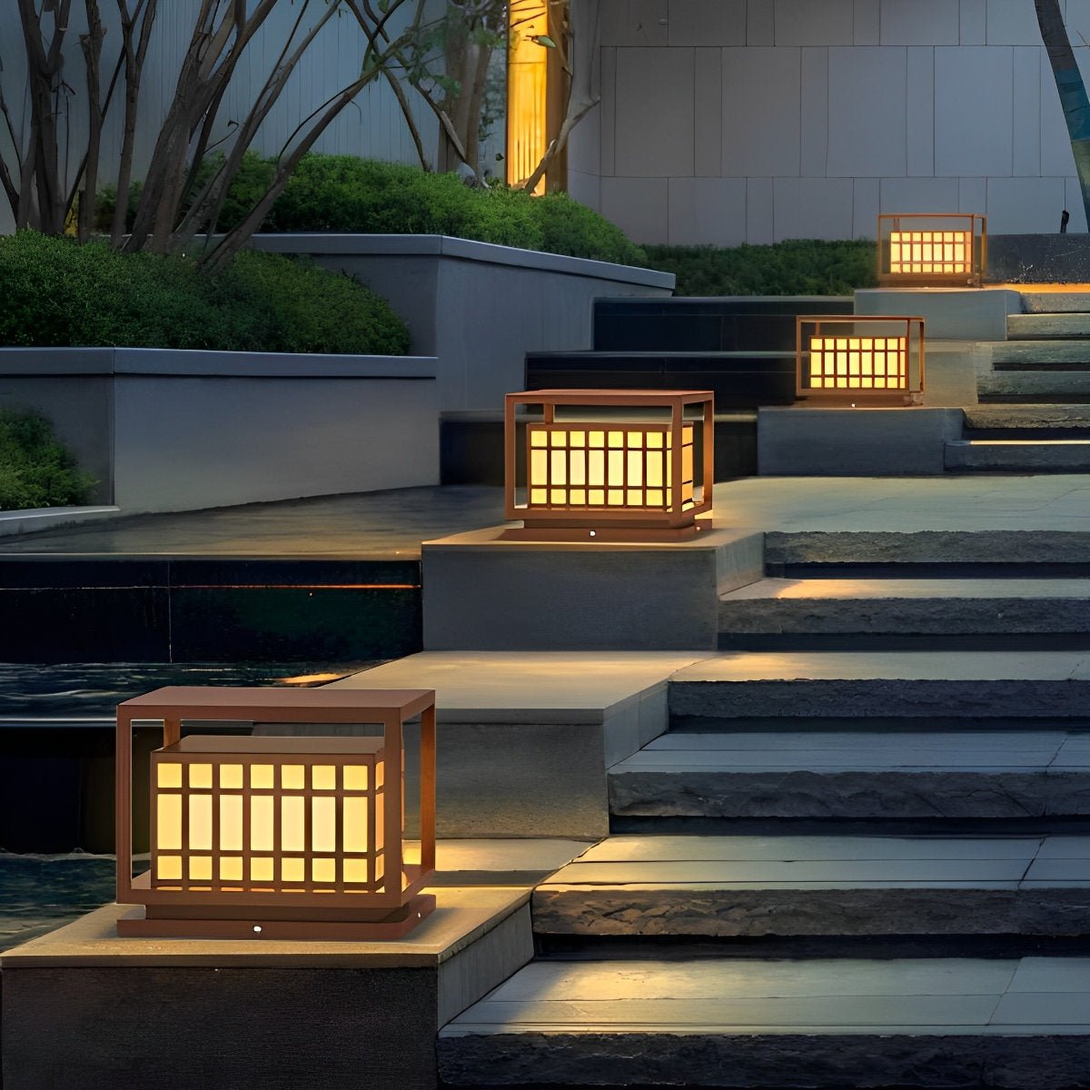 Square LED Waterproof Brown Modern Outdoor Deck Post Lights Pillar Light Column - Flyachilles