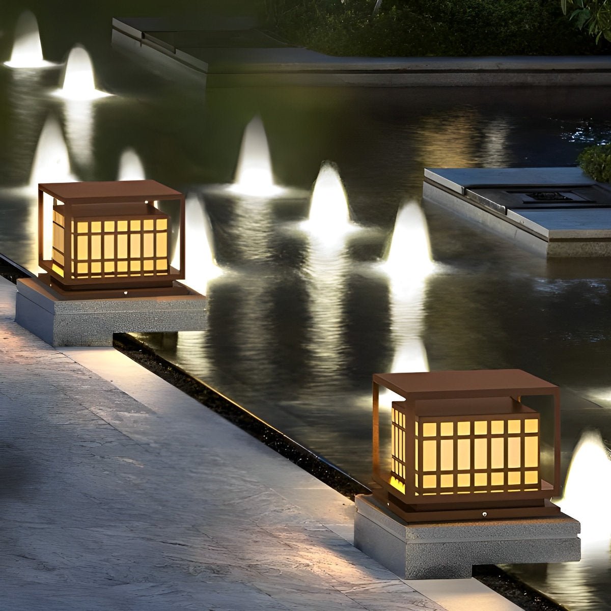 Square LED Waterproof Brown Modern Outdoor Deck Post Lights Pillar Light Column - Flyachilles