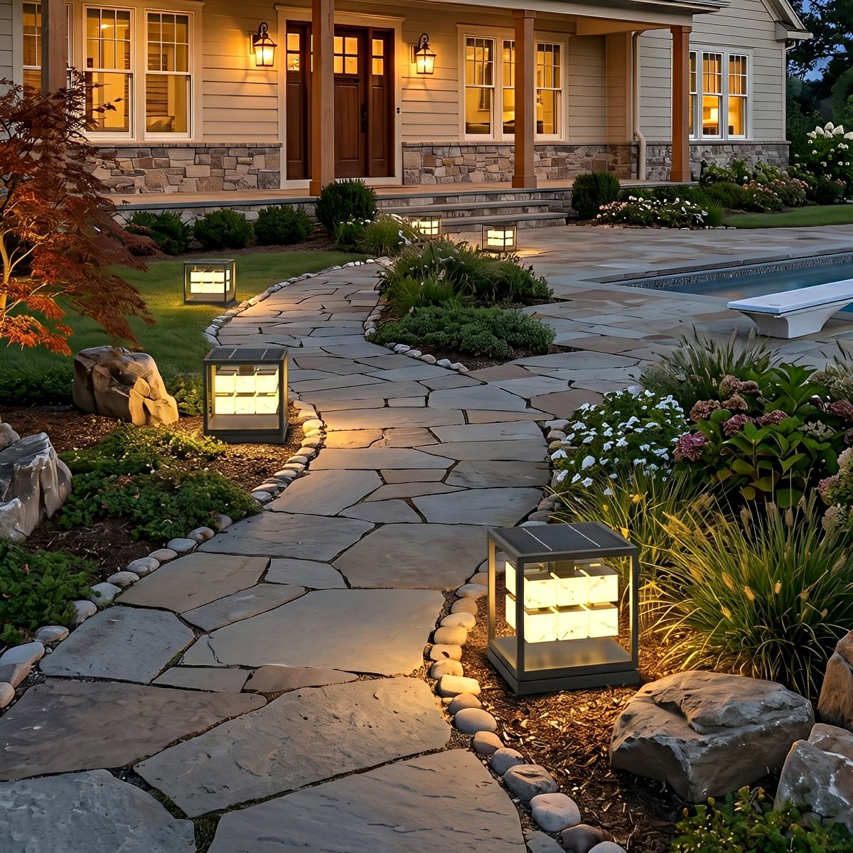 Square LED Waterproof Modern Outdoor Deck Lights Pillar Light Post Caps Lights - Flyachilles