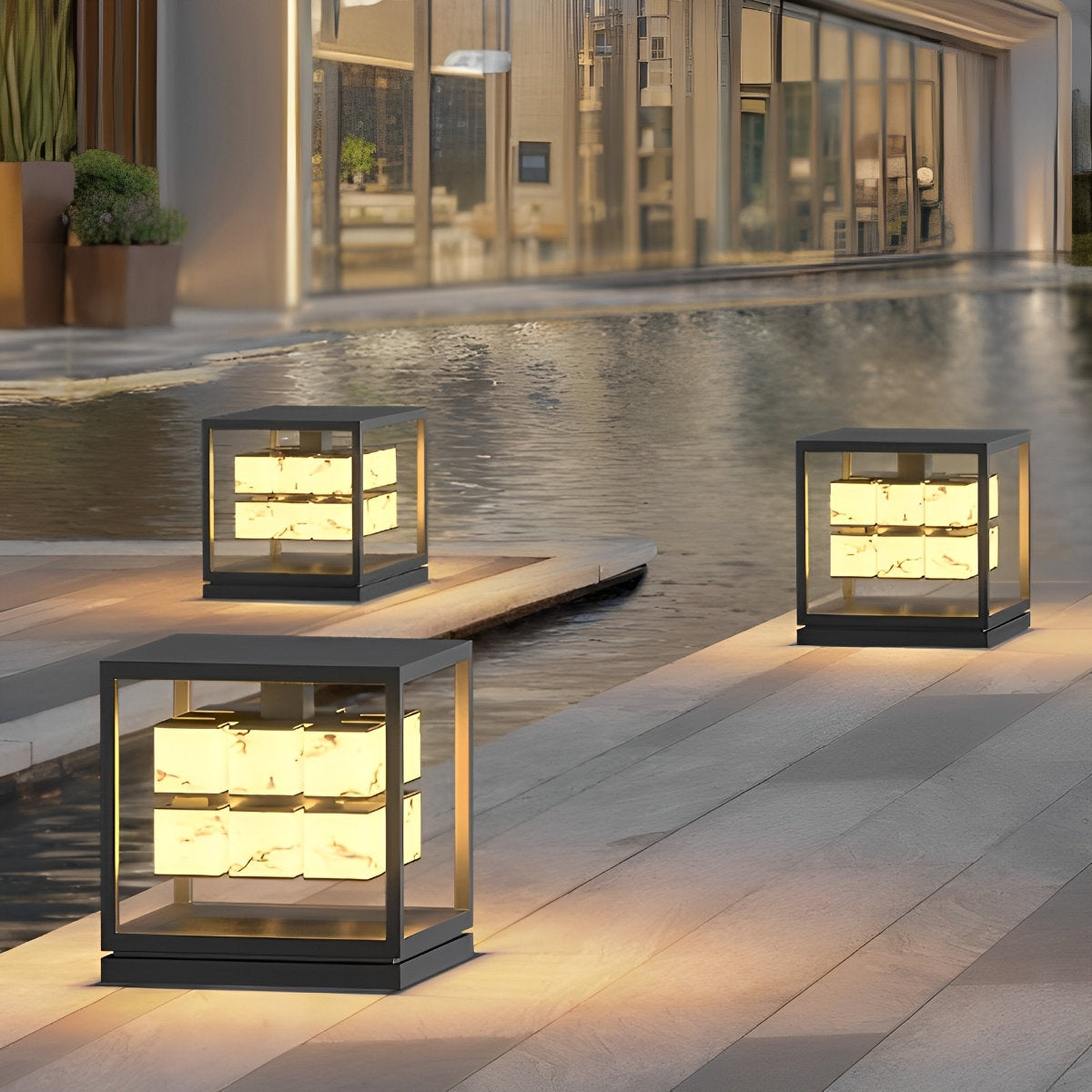 Square LED Waterproof Modern Outdoor Solar Deck Lights Pillar Light Post Caps Lights - Flyachilles