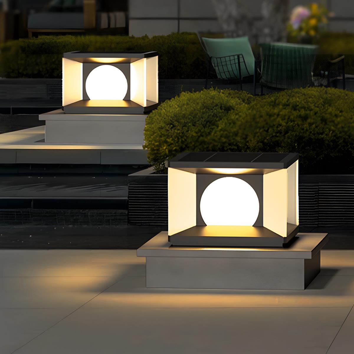 Square LED Waterproof Modern Solar Post Caps Lights Deck Post Lights - Flyachilles