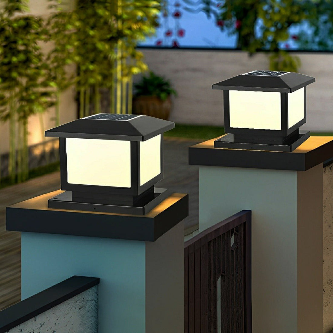 Square LED Waterproof Solar Fence Post Cap Lights Column Lamp - Flyachilles