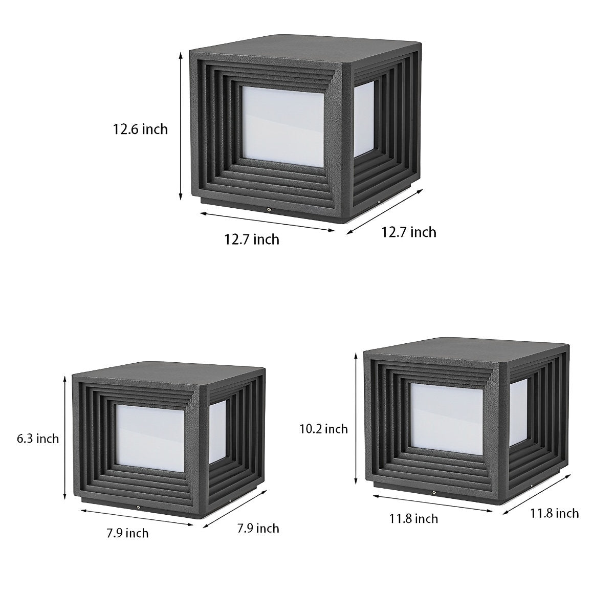 Square Loop Creative Waterproof LED Black Modern Solar Post Caps Lights - Flyachilles