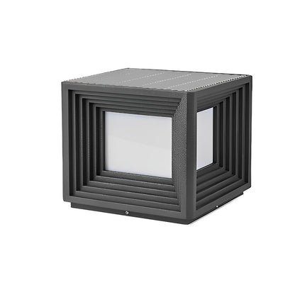 Square Loop Creative Waterproof LED Black Modern Solar Post Caps Lights - Flyachilles