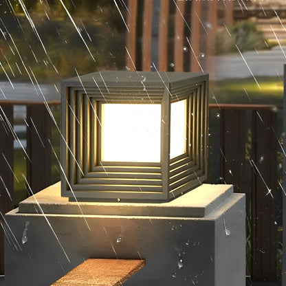 Square Loop Creative Waterproof LED Black Modern Solar Post Caps Lights - Flyachilles